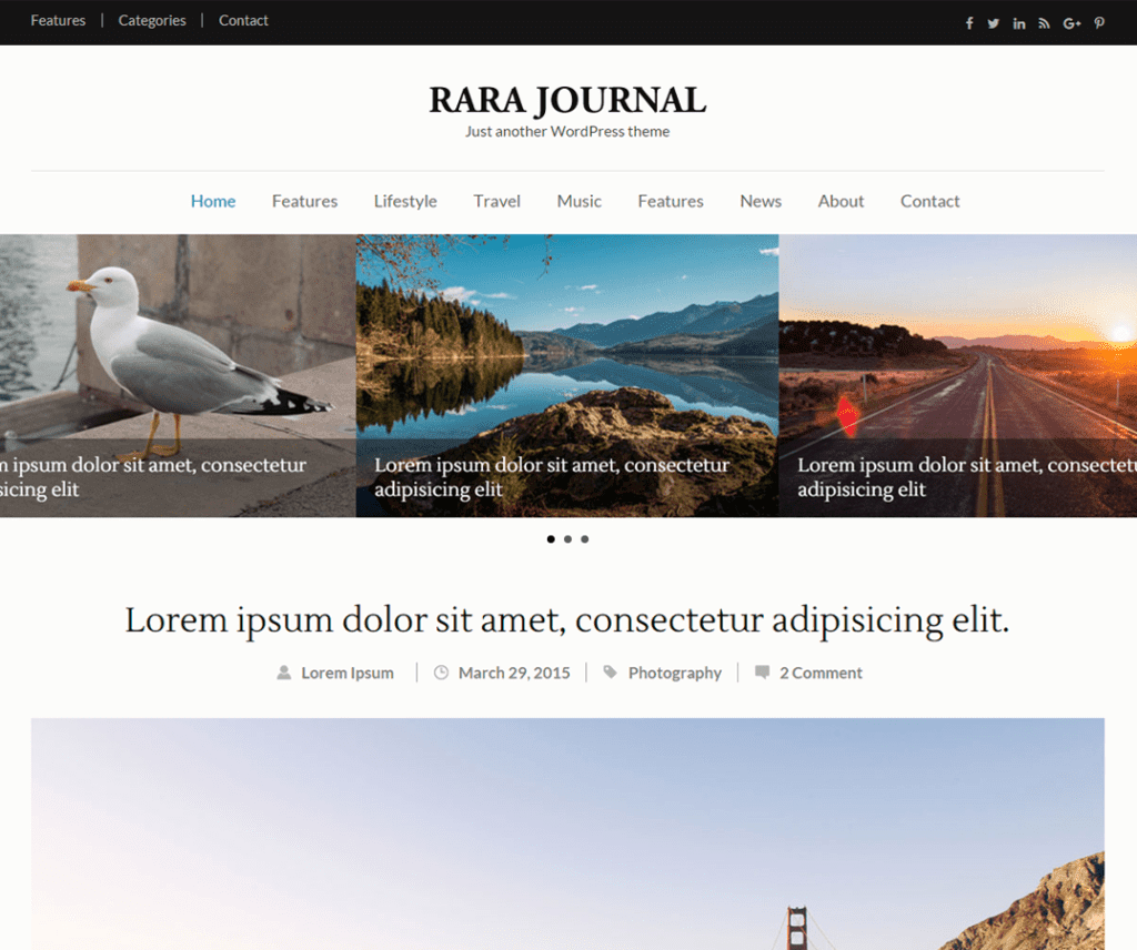 Rara Journal Free Photography Wordpress Theme