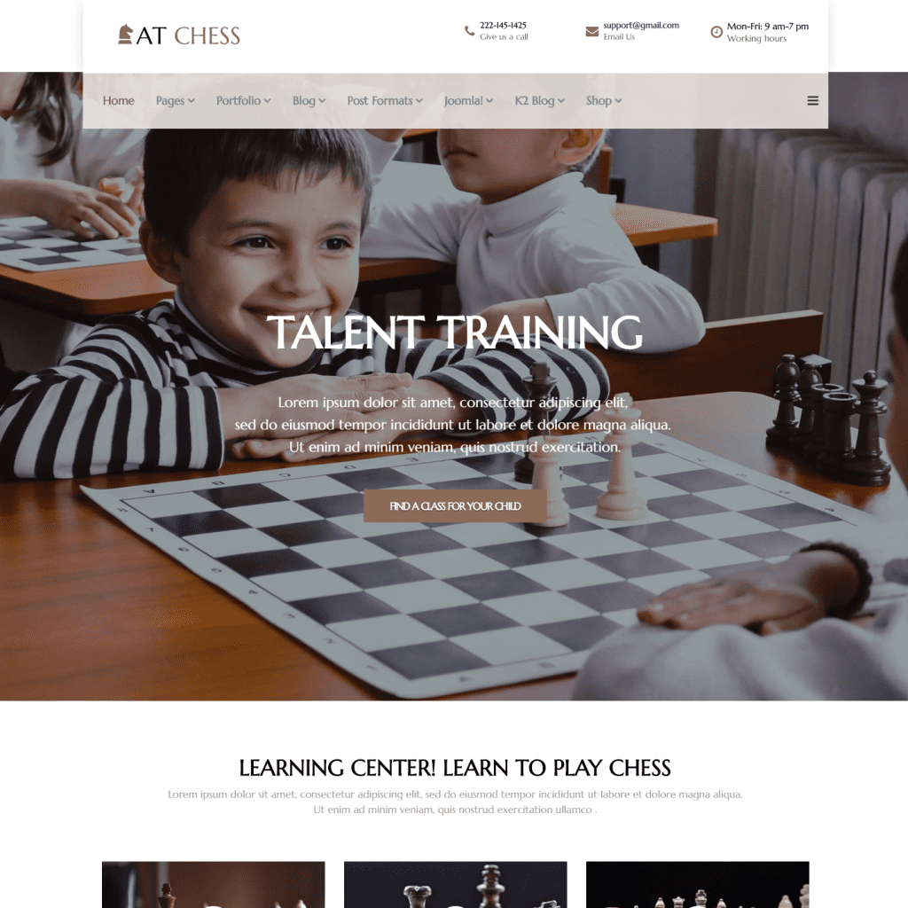 في Chess Free Joomla Chess Template