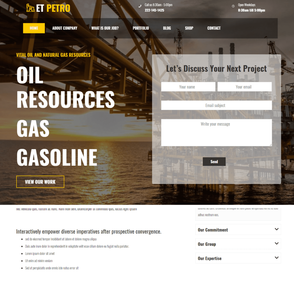 Template Situs Web Joomla Petroleum Gratis Et Petro