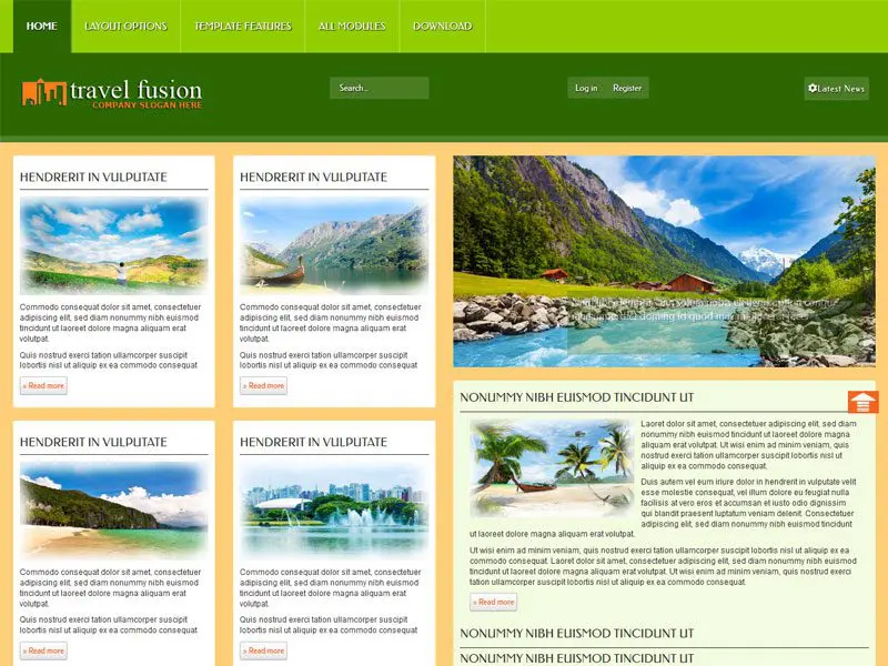 在 Travelfusion Joomla 免費旅行模板