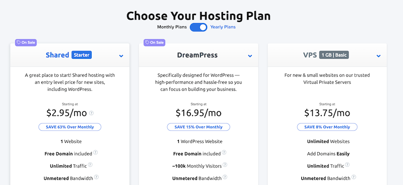 DreamHost 託管計劃提供