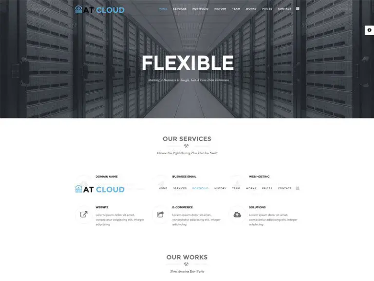 W Cloud Onepage Darmowy szablon Joomla dla serwera