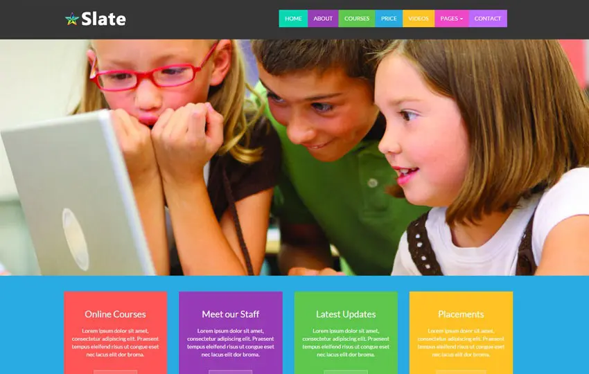 Slate Educational School Darmowy szablon e-learningu Bootstrap