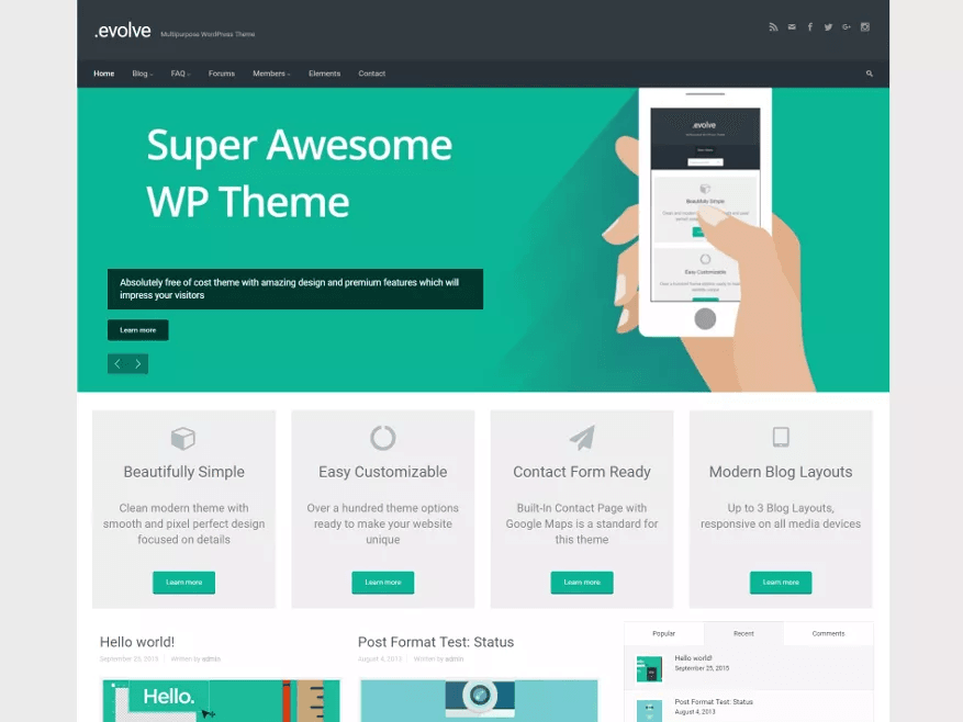 evoluir Temas WordPress responsivos gratuitos mais populares