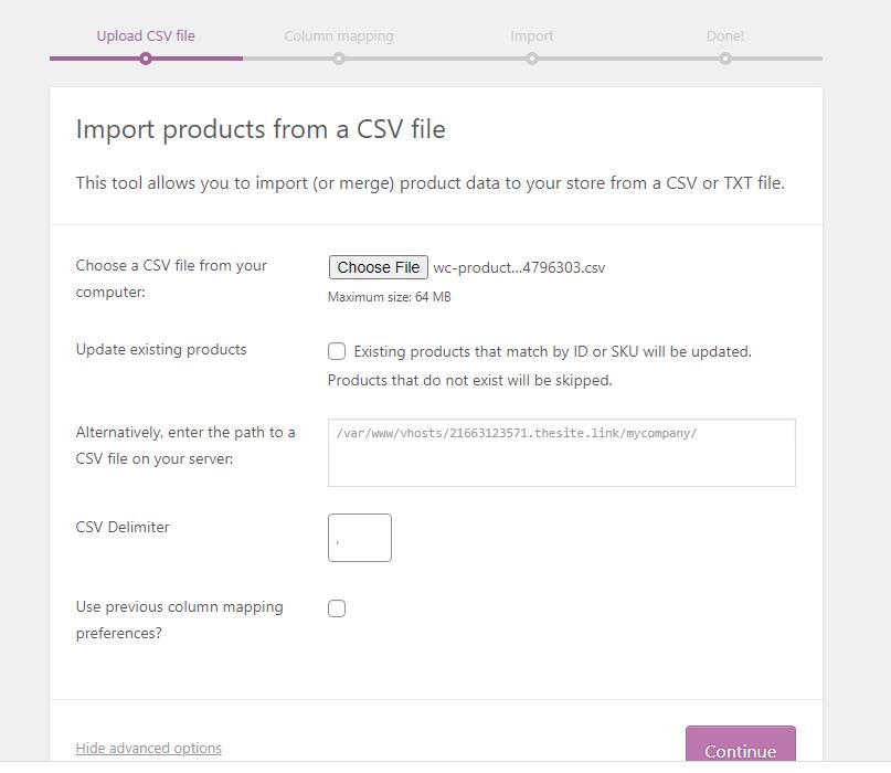 import produse woocommerce