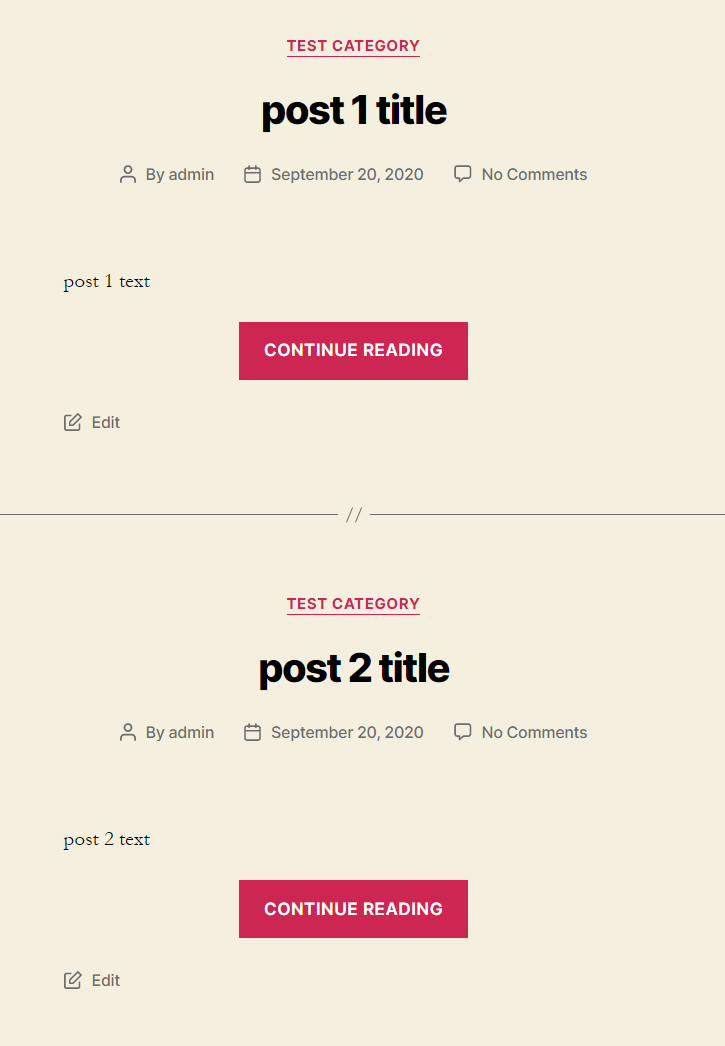 visualização de categoria de teste