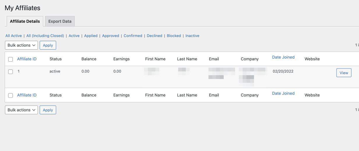 acompanhar o desempenho do afiliado no plugin do gerenciador de afiliados