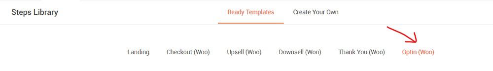 Pilih opt in Woo ready template