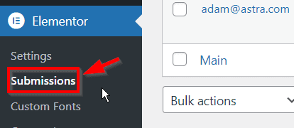 Configuración de envíos de Elementor