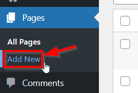 Adicionando nova página no WordPress