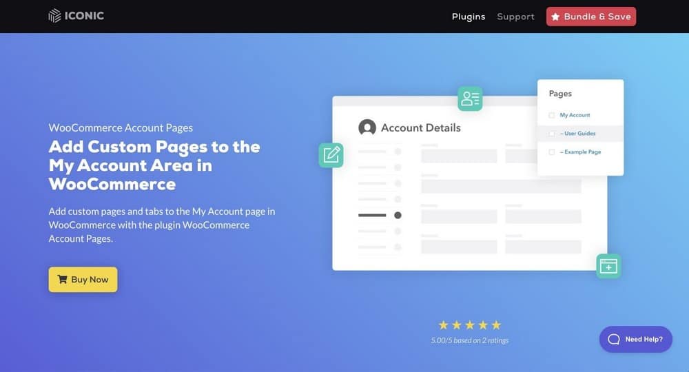 Pages de compte WooCommerce par Iconic WP