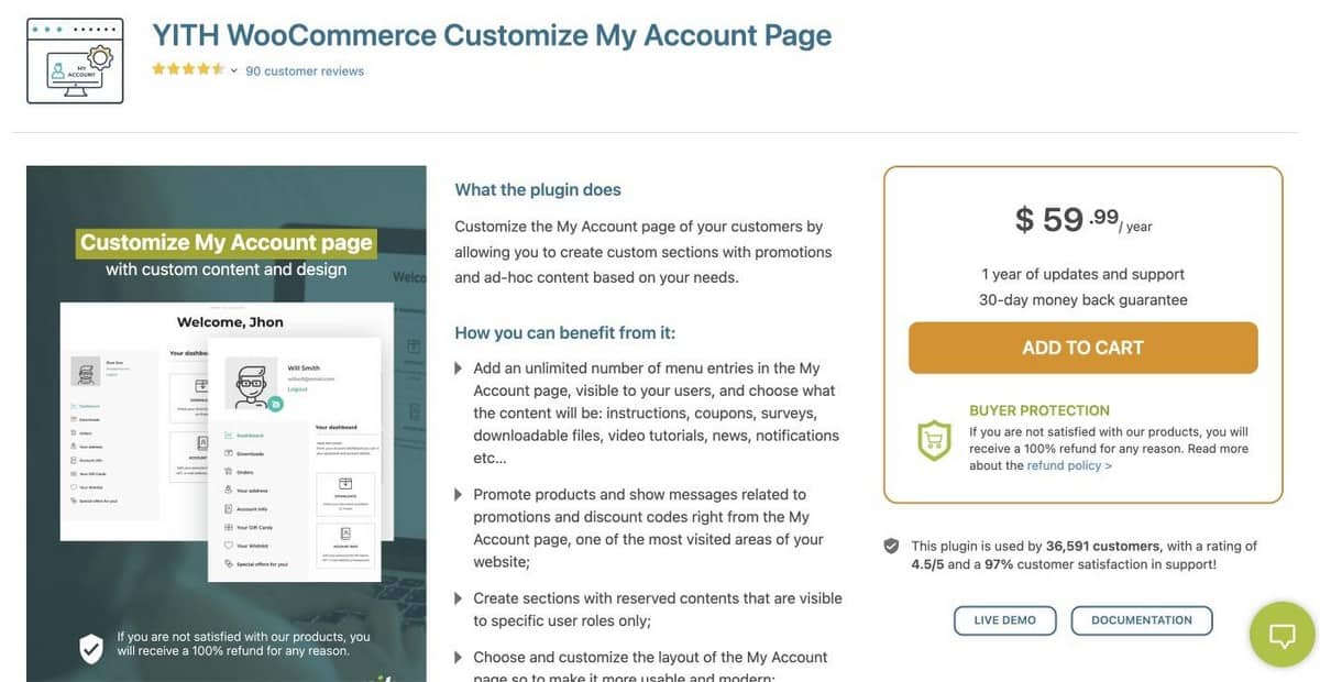 YITH WooCommerce Personnaliser la page Mon compte