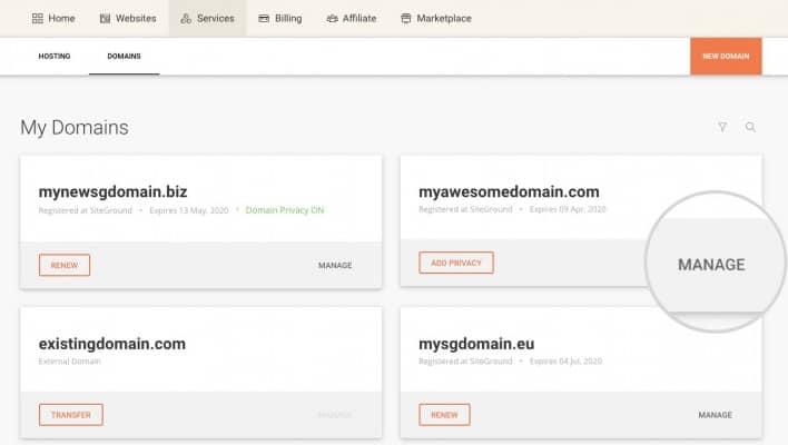 Gestion du site Web avec Namecheap