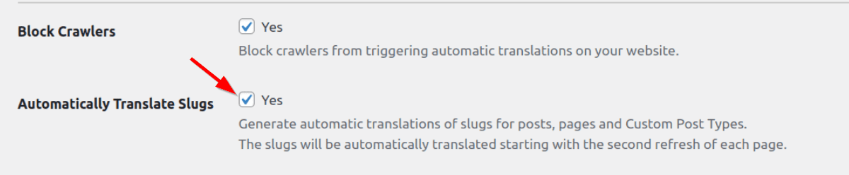 使用 TranslatePress 自動翻譯 slug