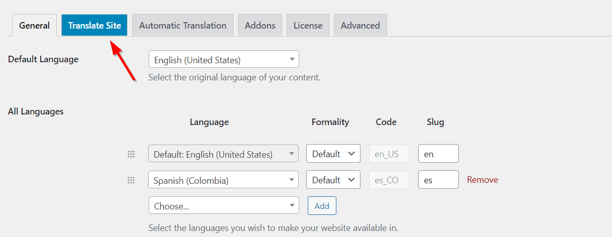 사이트 번역 클릭