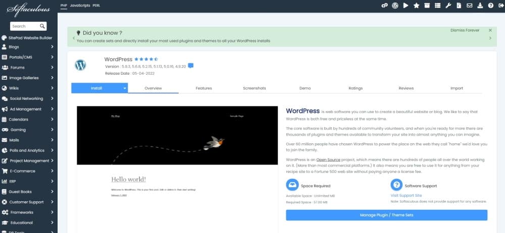 installer wordpress avec softaculous cpanel