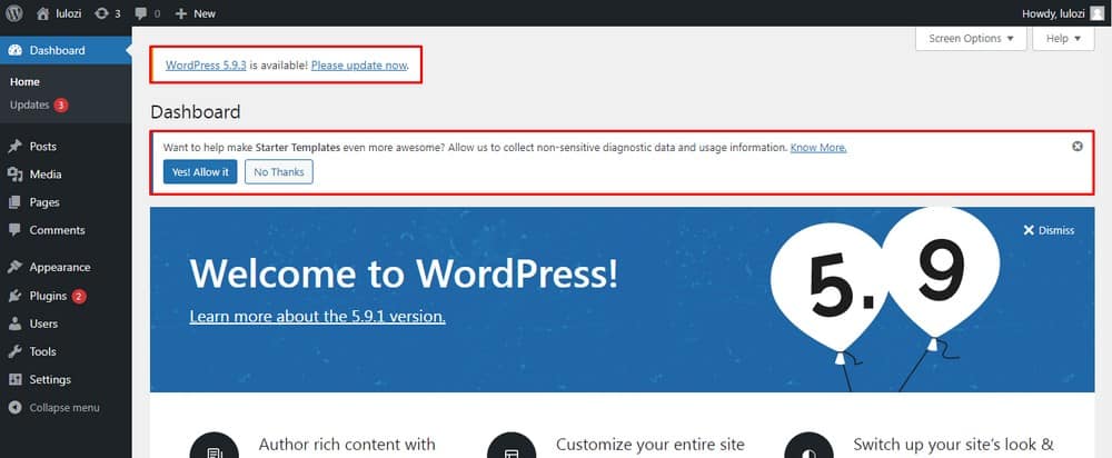 Tablero de WordPress