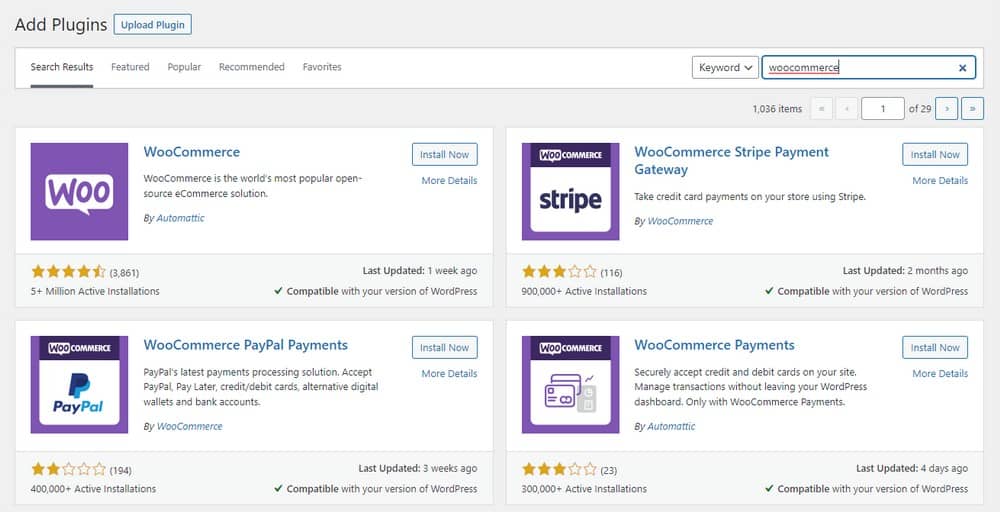 Installation du plugin WooCommerce