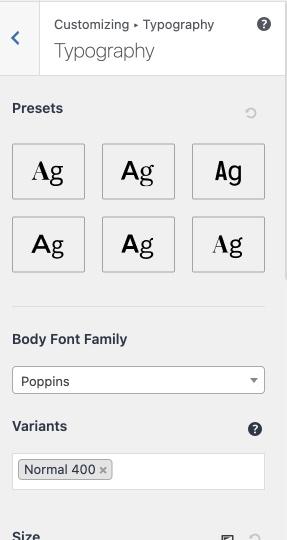 typografie bearbeiten in astra