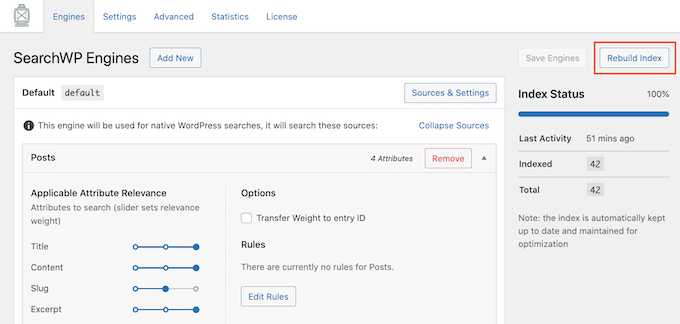 Rebuilding the WordPress search index