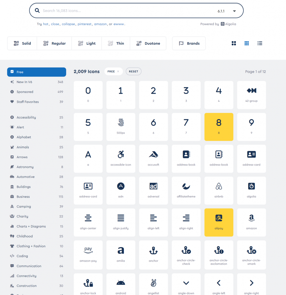 WordPress icon font list