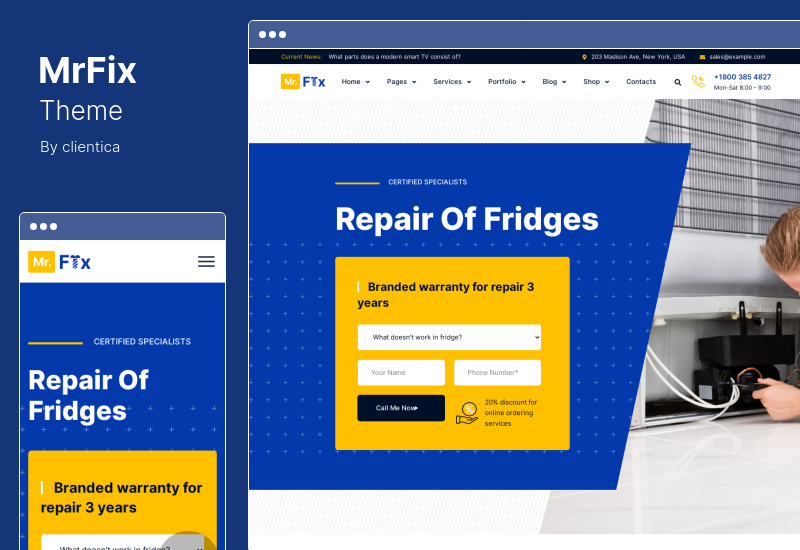 MrFix 테마 - 가전 제품 수리 서비스 WordPress 테마