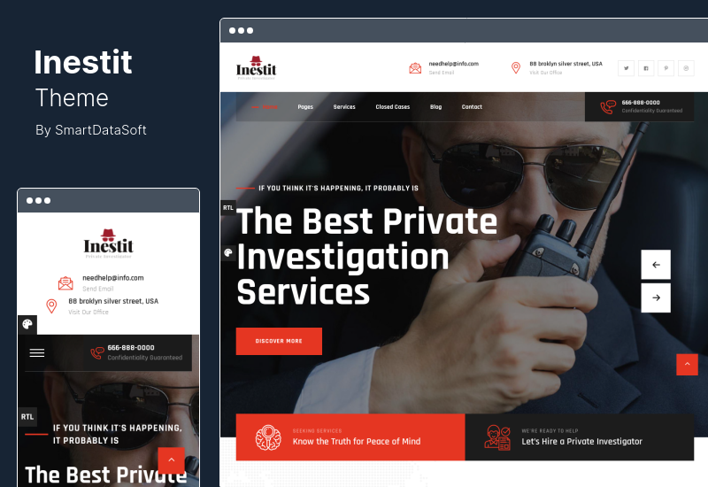 Inestit-Thema - Private Investigator WordPress-Thema