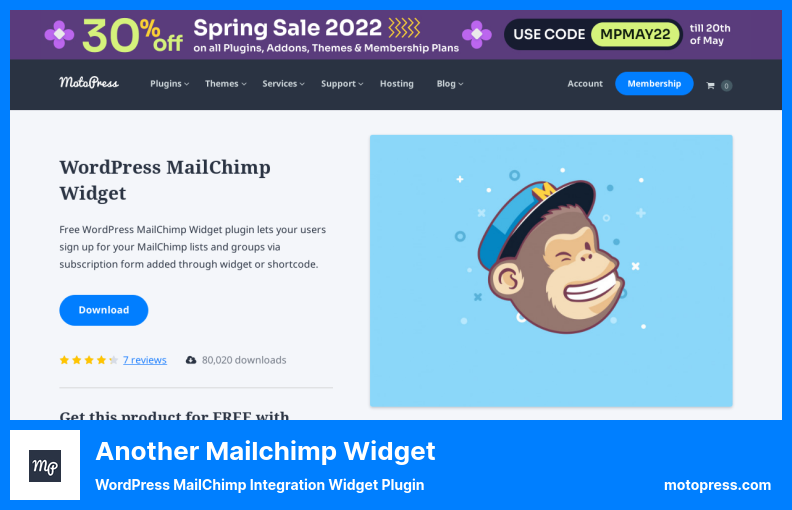 ملحق عنصر واجهة مستخدم Mailchimp آخر - البرنامج المساعد WordPress MailChimp Integration Widget