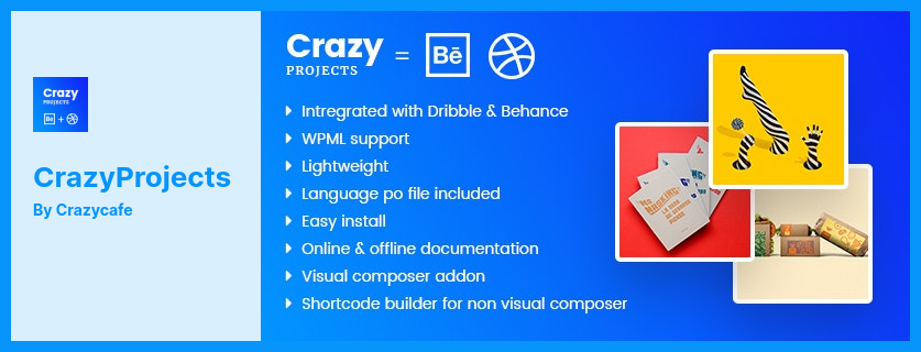 CrazyProjects 插件 - Dribbble 和 Behance 项目展示插件