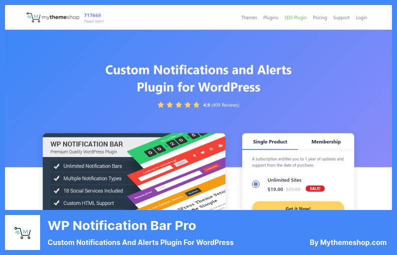 Plugin WP Notification Bar Pro - Plugin de notificações e alertas personalizados para WordPress