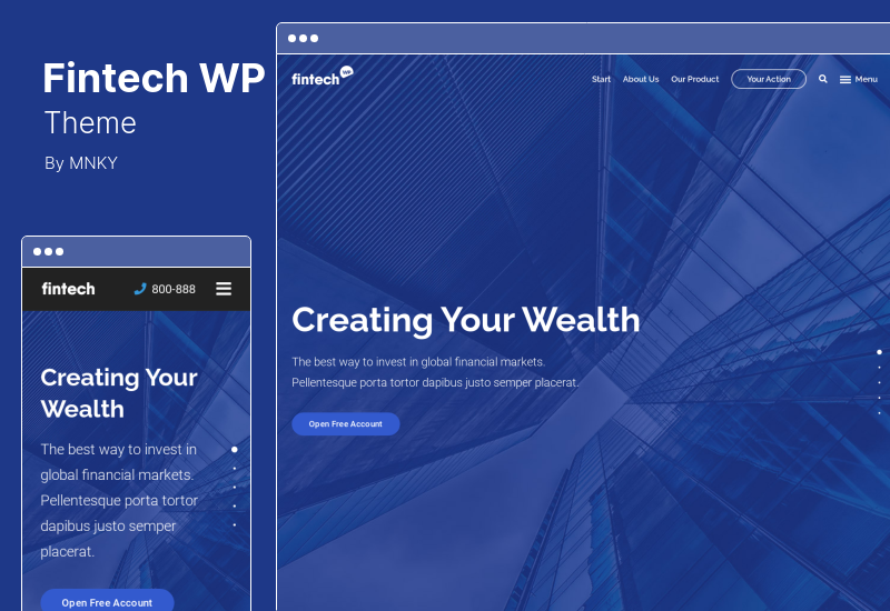 Fintech WP Theme - Tema WordPress de serviços de tecnologia financeira