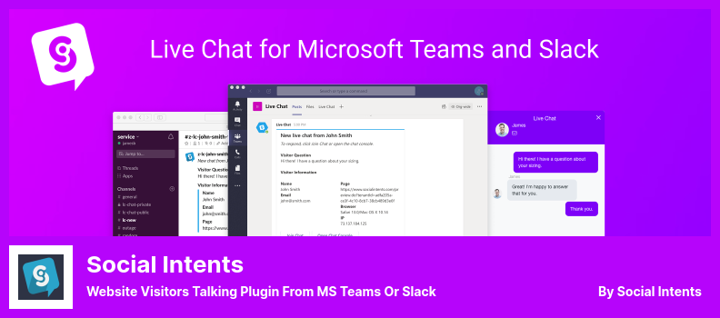 Social Intents Plugin - 웹사이트 방문자 Talking Plugin from MS Teams 또는 Slack