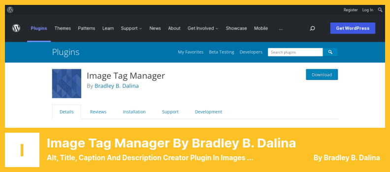 Image Tag Manager von Bradley B. Dalina Plugin – Alt, Title, Caption und Description Creator Plugin in Images For WordPress