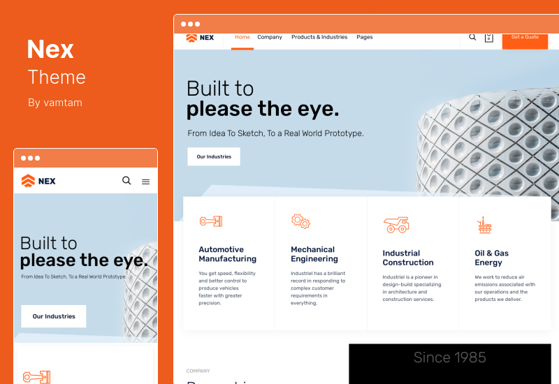 Tema Nex - Tema industrial de WordPress