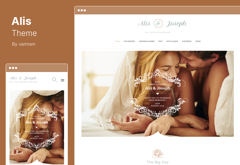 Alis Theme - นักวางแผนงานแต่งงาน WordPress Theme