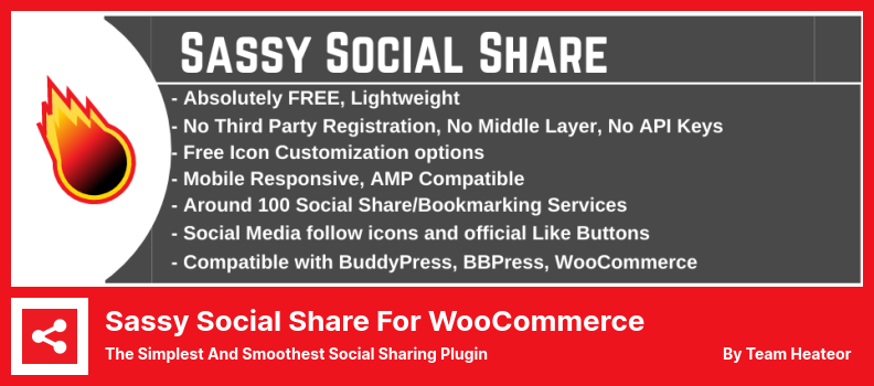 Sassy Social Share لـ WooCommerce Plugin - أبسط وأسرع مكون إضافي للمشاركة الاجتماعية