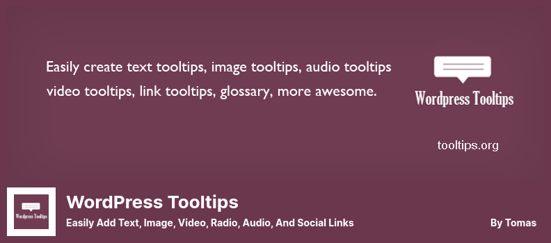 WordPress Tooltips Plugin - Adăugați cu ușurință text, imagine, video, radio, audio și linkuri sociale