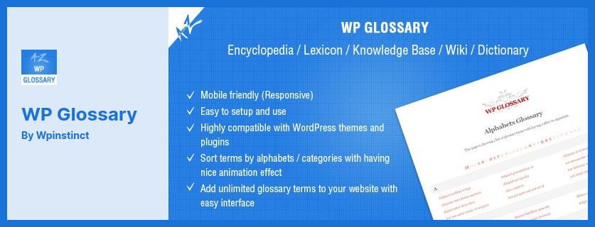 Complemento de glosario de WP: cree un glosario de términos para enciclopedia, léxico, base de conocimiento, wiki y diccionario