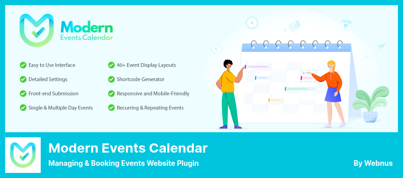 Plugin de calendário de eventos modernos - Plugin de site de gerenciamento e reserva de eventos