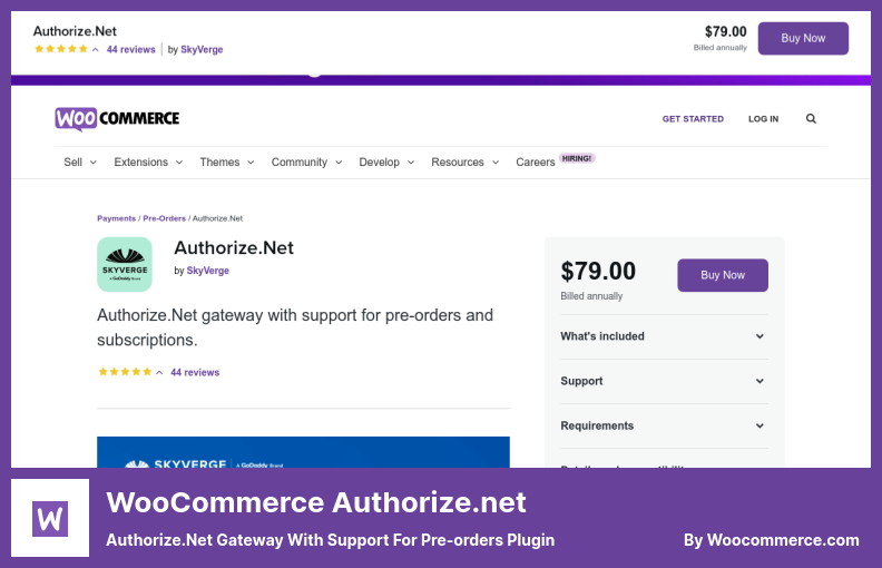 Plugin WooCommerce Authorize.net - Gateway Authorize.Net con supporto per i preordini Plugin