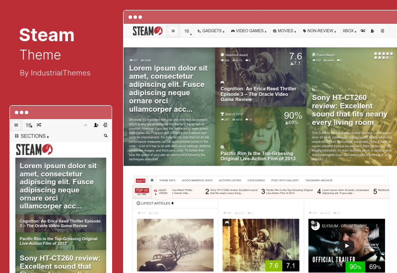 Thème Steam - Thème Responsive Retina Review Magazine