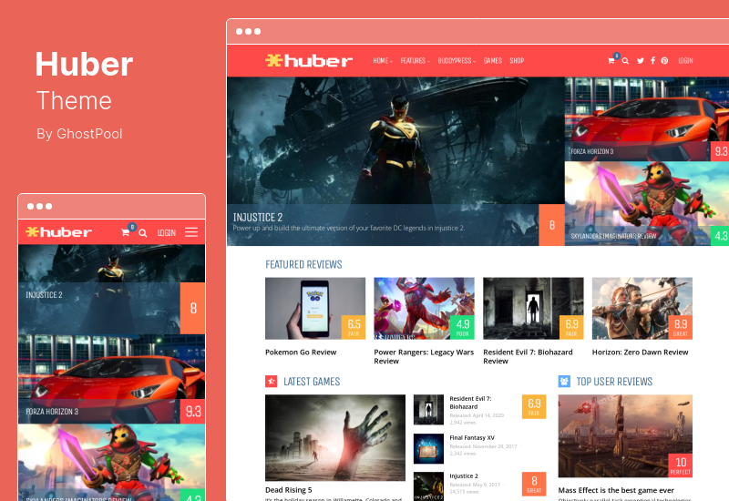 ธีม Huber - บทวิจารณ์อเนกประสงค์ WordPress ธีม