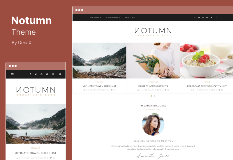 Notumn Theme - Reaktionsschneller, moderner, minimalistischer Blog