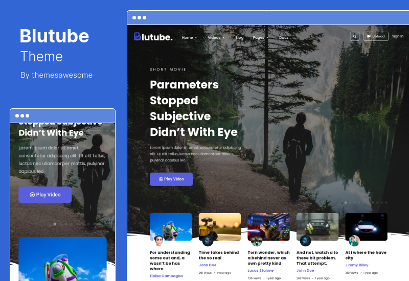 Blutube Teması - Video Akışı Blogu WordPress Teması