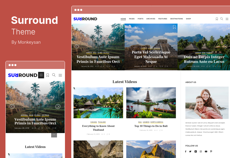 ธีมเซอร์ราวด์ - Vlog Blog WordPress Theme