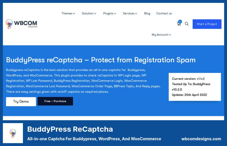 BuddyPress reCaptcha Plugin - كلمة التحقق الكل في واحد لـ Buddypress و WordPress و WooCommerce