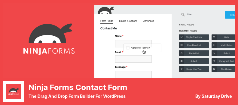 Ninja Forms Contact Form Plugin - أداة إنشاء نماذج السحب والإفلات لـ WordPress