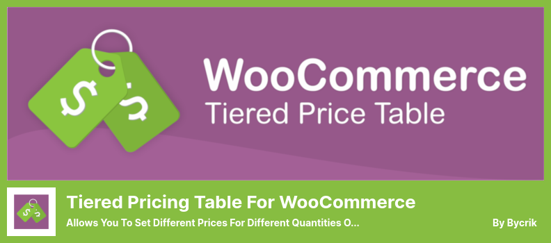 جدول التسعير المتدرج لبرنامج WooCommerce الإضافي - يسمح لك بتعيين أسعار مختلفة لكميات مختلفة من المنتج