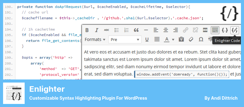 Plugin Enlighter - Plugin de coloration syntaxique personnalisable pour WordPress