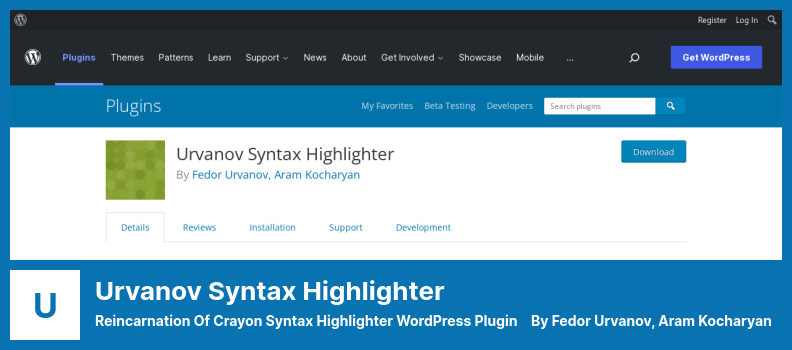 Plugin Urvanov Syntax Highlighter - Réincarnation du plugin WordPress Crayon Syntax Highlighter